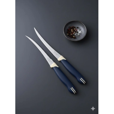 Tramontina 2’li Uzun Kıvrık Bıçak Seti Paslanmaz Çelik Lacivert