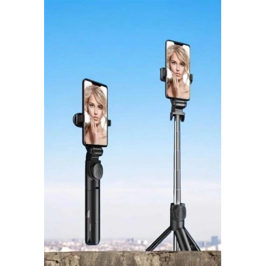 Tripod Kablosuz Bluetooth Bağlantılı Selfie Çubuğu 360 Derece Dönebilen