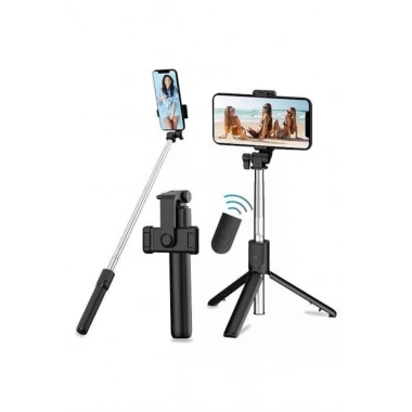 Tripod Selfie Çubuğu Bluetooth Kumandalı Kablosuz Led Işıklı