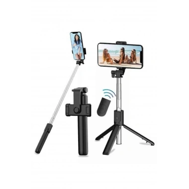 Tripod Selfie Çubuğu Bluetooth Kumandalı Kablosuz Led Işıklı