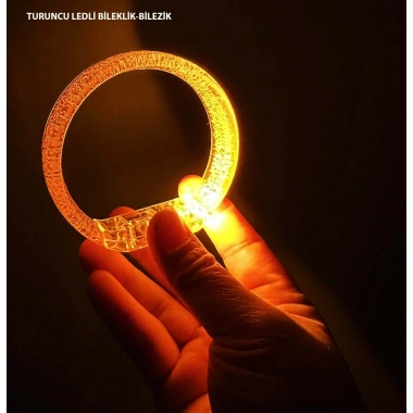 Turuncu Led Işıklı Baskı Yapılabilen Pilli Bileklik Bilezik