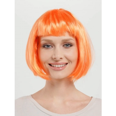 Turuncu Renk Küt Parti Peruğu Kısa Takma Saç