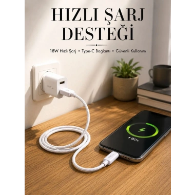 Type-C Girişli Cihazlar İçin Şarj Kablosu