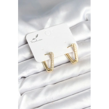 Üçgen Model Zirkon Taşlı Kadın Küpe