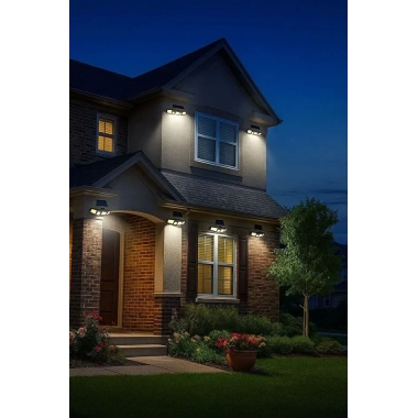 Üçlü Solar Led Projektör – Beyaz Işık – Sensörlü Dış Mekân Aydınlatma (5468)