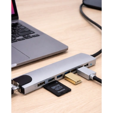 USB C Çoklu Port Adaptör HDMI USB Ethernet SD Kart Hub