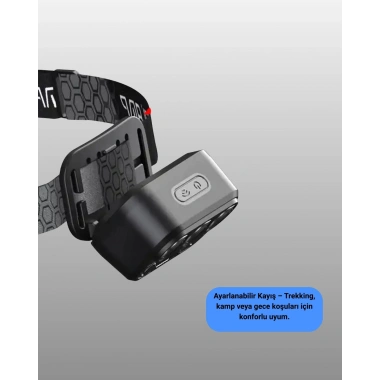 USB Şarjlı LED Kafa Lambası 300 Lümen Güç Göstergeli