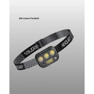 USB Şarjlı LED Kafa Lambası 300 Lümen Güç Göstergeli