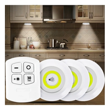 Uzaktan Kumandalı Yapışkanlı 3’lü Led Spot Lamba (5468)