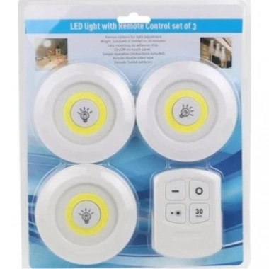 Uzaktan Kumandalı Yapışkanlı Kablosuz Pilli LED 3’lü (5468)