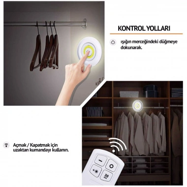 Uzaktan Kumandalı Yapışkanlı Led Spot Lamba (5468)