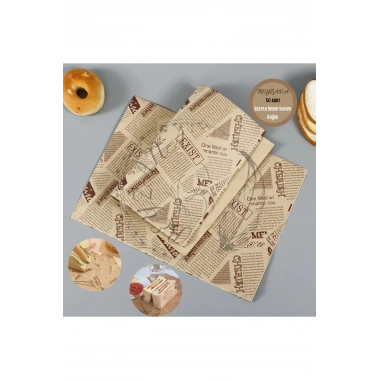 Vintage Gazete Desenli Sunum Kağıdı 50 Adet