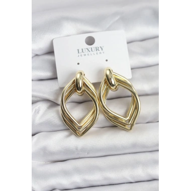 Vintage Gold Renk Pirinç Kadın Küpe