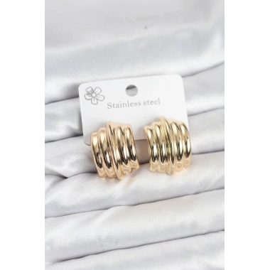 Vintage Model 316L Çelik Gold Renk Kadın Küpe
