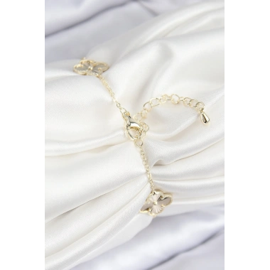 VIP Pirinç Yonca Model Gold Renk Kadın Bileklik