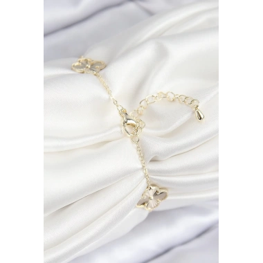 VIP Pirinç Yonca Model Gold Renk Kadın Bileklik