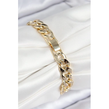 VIP Pirinç Zirkon Taşlı Parçalı Zincir Model Gold Renk Kadın Bileklik