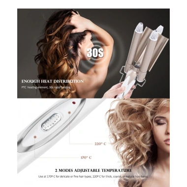 Wag Su Dalgası Saç Maşası 220 Derece 25 Mm Kalın Bukle (5468)