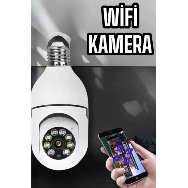 Wifi Kamera Duylu Ampul Görünümlü 360 Derece Dönebilen Ev Kamerası
