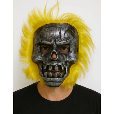 Wild Skull - Metal Kafatası Sarı Saçlı İskelet Maske