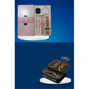 Wireless Şarjlı Akıllı Saat ve Dijital Göstergeli Kablosuz Bluetooth Kulaklık Nabız Ölçer
