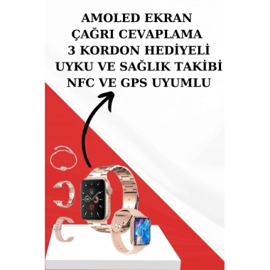 Wireless Şarjlı Pembe Akıllı Saat ve Kablosuz Bluetooth Kulaklık Dokunmatik Kontrol