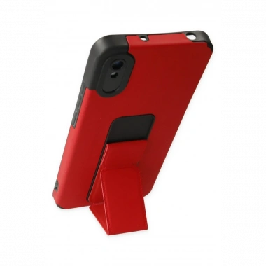 Xiaomi Redmi 9A Kılıf Mega Standlı Silikon - Kırmızı