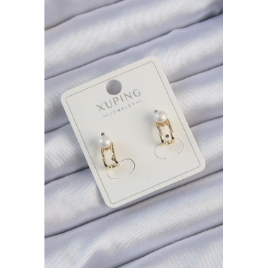 Xuping Gold Renk İnci Taşlı Halka Küpe