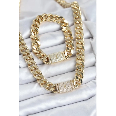 Xuping Gurmet Gold Renk Kolye ve Bileklik Seti