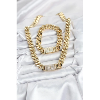 Xuping Gurmet Gold Renk Kolye ve Bileklik Seti