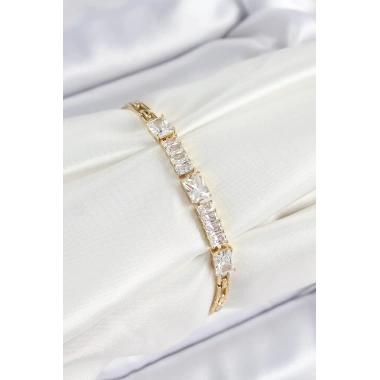 Xuping Pirinç Parçalı Su Yolu Model Gold Renk Kadın Bileklik