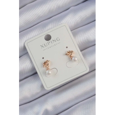 Xuping Rose Renk İnci Taşlı Düğüm Küpe