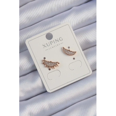 Xuping Rose Renk Zirkon Taşlı Ay ve Güneş Tasarımlı Küpe