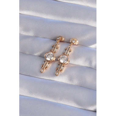 XUPİNG Rose Renk Zirkon Taşlı Geometrik Sallantılı Küpe