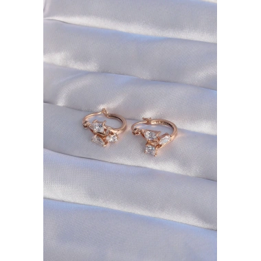 XUPİNG Rose Renk Zirkon Taşlı Halka Küpe