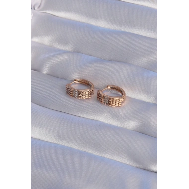 XUPİNG Rose Renk Zirkon Taşlı İşlemeli Halka Küpe