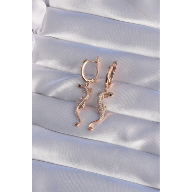 XUPİNG Rose Renk Zirkon Taşlı Kertenkele Model Halka Küpe