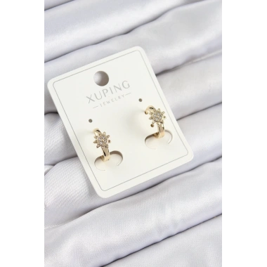 Xuping Zirkon Taşlı Çiçek Model Gold Renk Kadın Küpe
