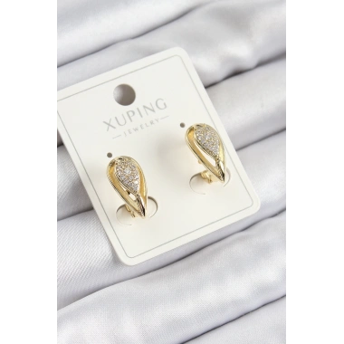 Xuping Zirkon Taşlı Damla Model Gold Renk Kadın Küpe