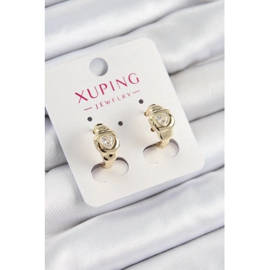 Xuping Zirkon Taşlı Kalp Model Gold Renk Kadın Küpe