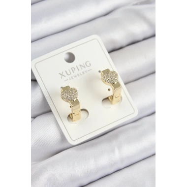 Xuping Zirkon Taşlı Kalp Model Gold Renk Kadın Küpe