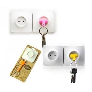 Yapışkanlı Priz Görünümlü Kapı Duvar Tipi Anahtarlık Askılık (5468)