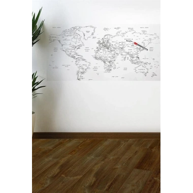 Yazılabilir Dünya Haritası Manyetik Duvar Stickerı 110 x 56 cm (5468)