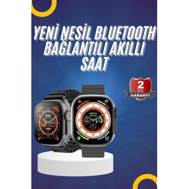 Yeni Model Akıllı Saat Ultra Smart Watch Gümüş Kasa 45mm Titreşim