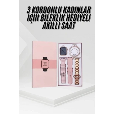 Yeni Nesil Kadın Akıllı Saat Rose Gold Android ve İos Uyumlu