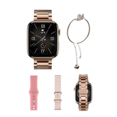 Yeni Nesil Kadın Akıllı Saat Rose Gold Android ve İos Uyumlu