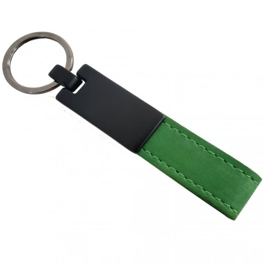Yeşil Deri Metal Anahtarlık
