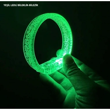 Yeşil Led Işıklı Baskı Yapılabilen Pilli Bileklik Bilezik
