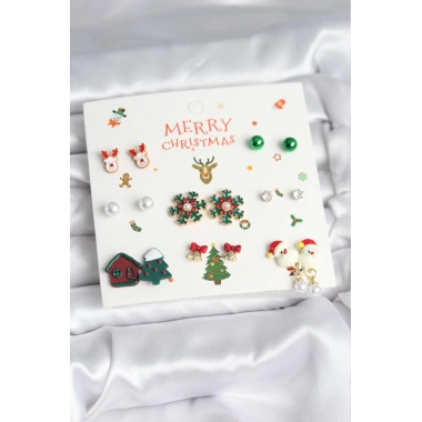 Yılbaşı Temalı 8 Çift Küpe Seti