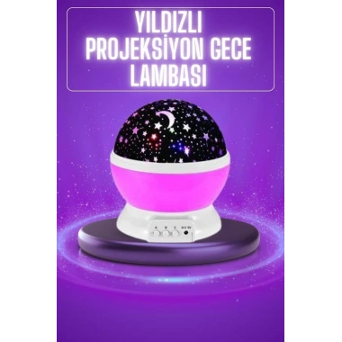 Yıldız Görünümlü Gece Lambası Renkli Masa Lambası Gökyüzü Projeksiyon
